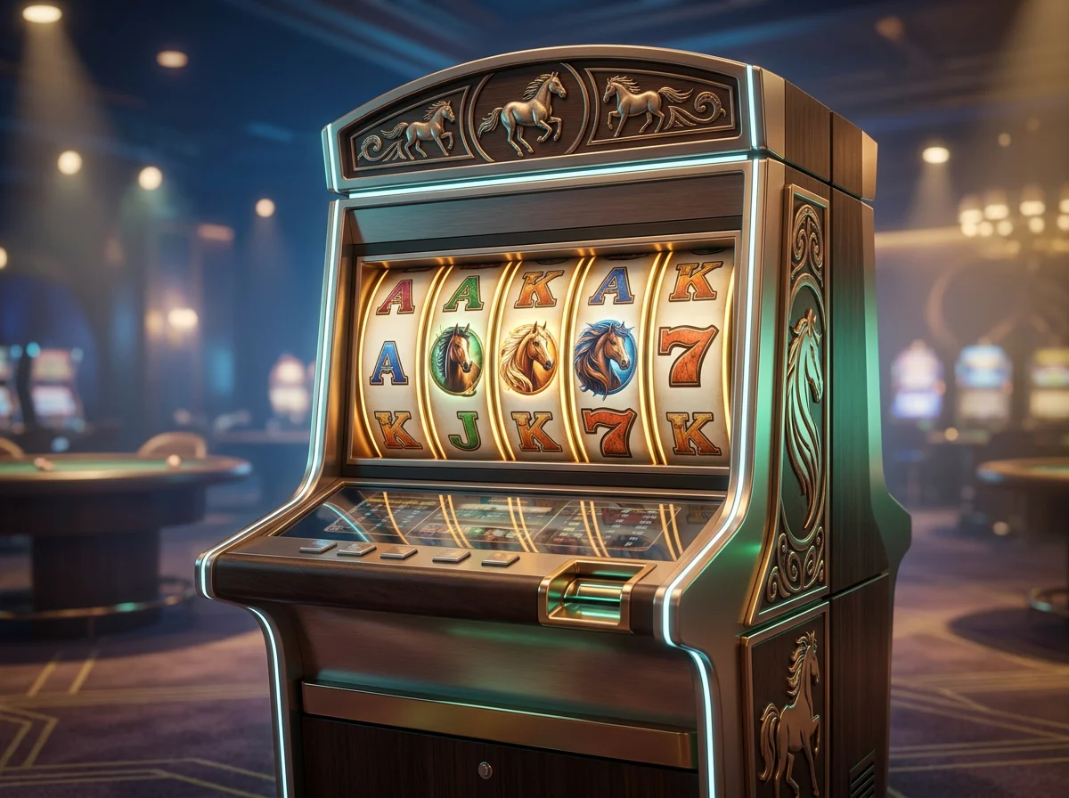 Machines à sous Ainsworth avec rouleaux lumineux dans un environnement de casino moderne