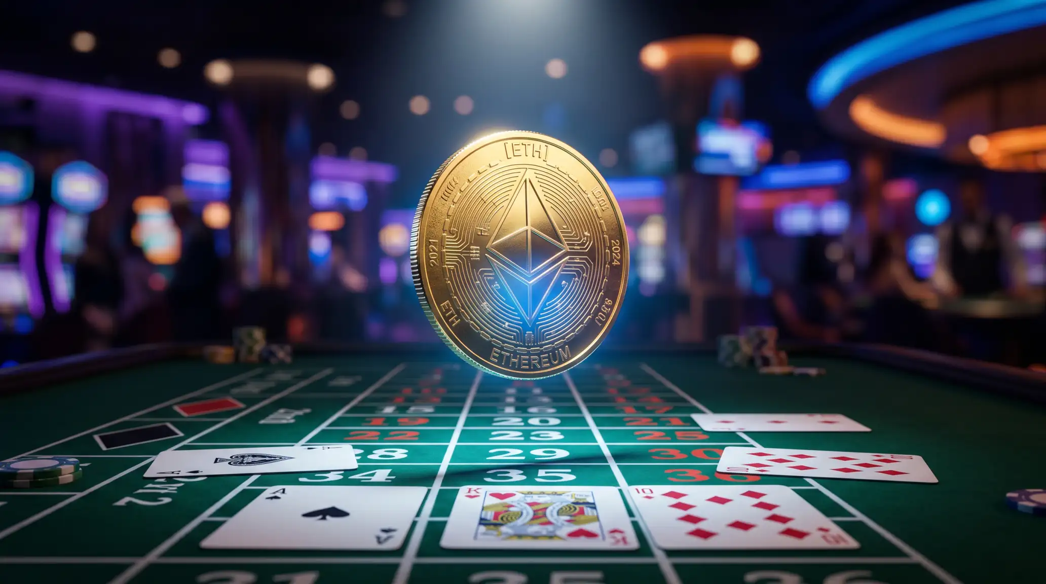 Ethereum kripto para birimi sembolu ile online casino odeme konsepti gorseli