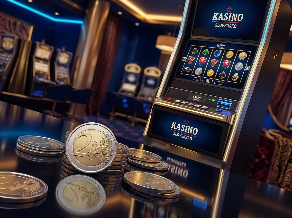 Hraci automat s mincami v hodnote 2 eura v modernom online kasine na Slovensku