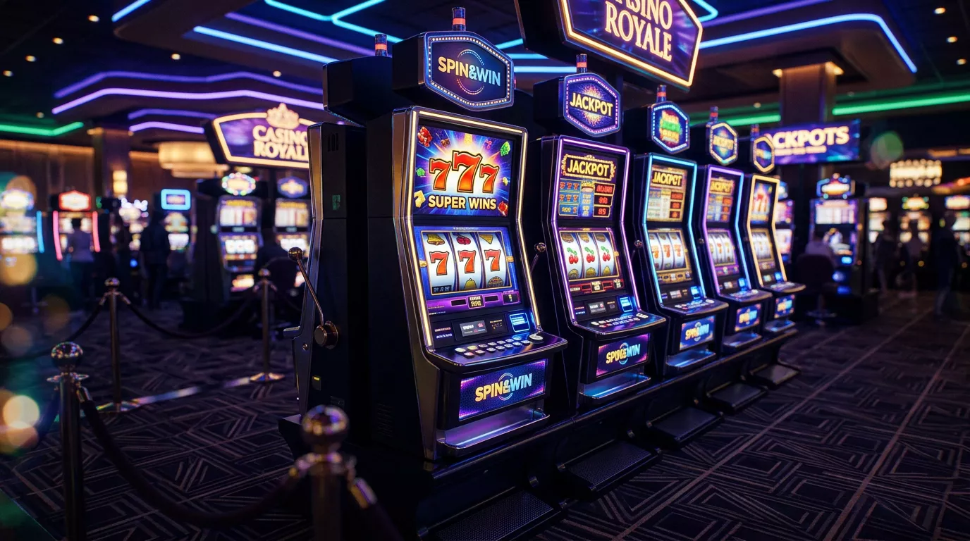 Tragamonedas de IGT en ambiente de casino digital con rodillos iluminados y efectos de luz neon