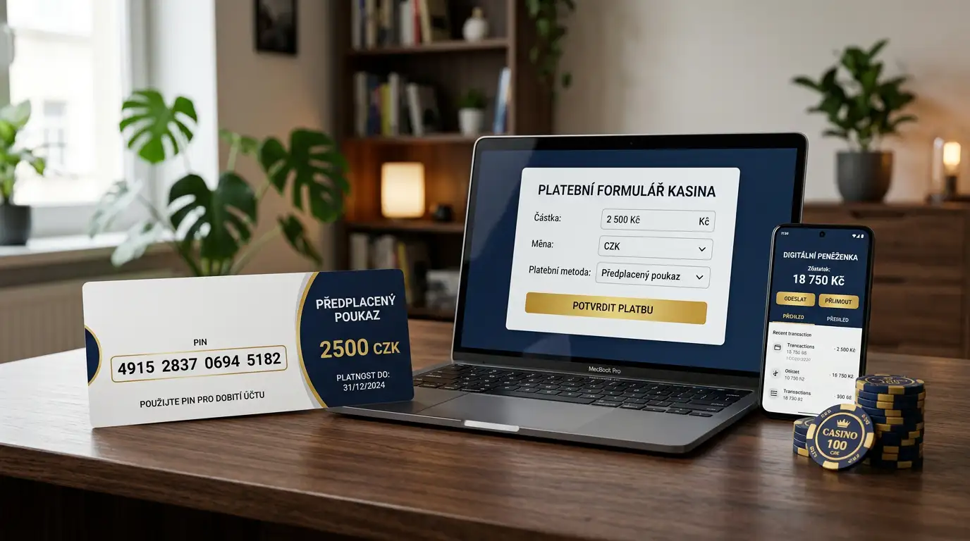 Předplacený kupón Paysafecard používaný pro vklad do online kasina
