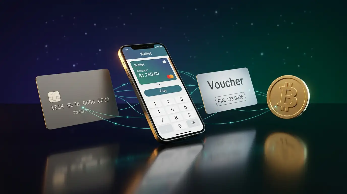 Array of digital payment method icons including cards, e-wallets, and bank transfer symbols on a casino interface screen
