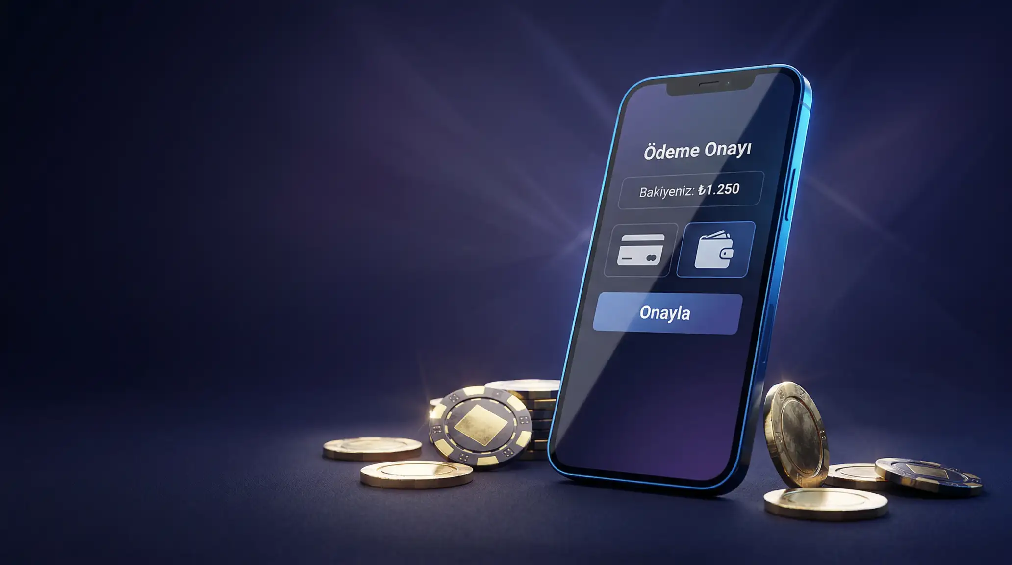 Dijital odeme sistemleri ve online kumar platformlarini temsil eden modern gorsel
