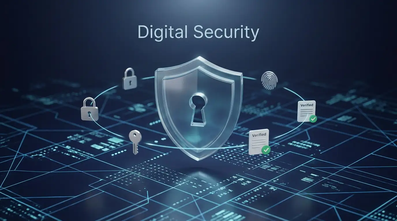 Digital padlock symbol over a secure data stream representing online privacy and data protection