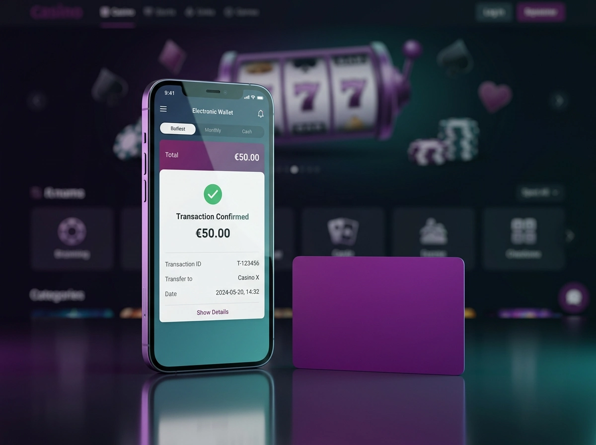 Skrill e-wallet als betaalmethode bij een online casino in Nederland met een digitale portemonnee op een smartphone