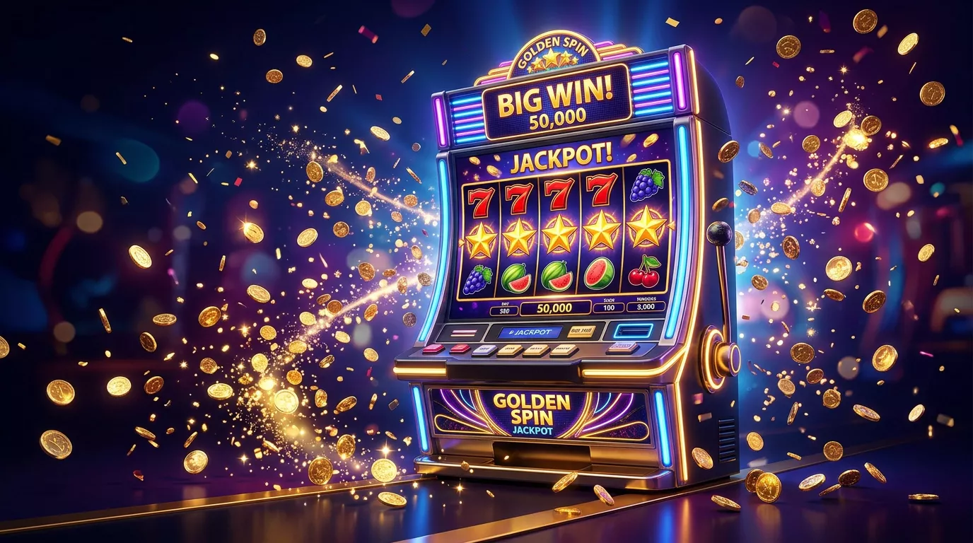 Tragamonedas online con giros gratis en un casino digital con rodillos iluminados y monedas doradas