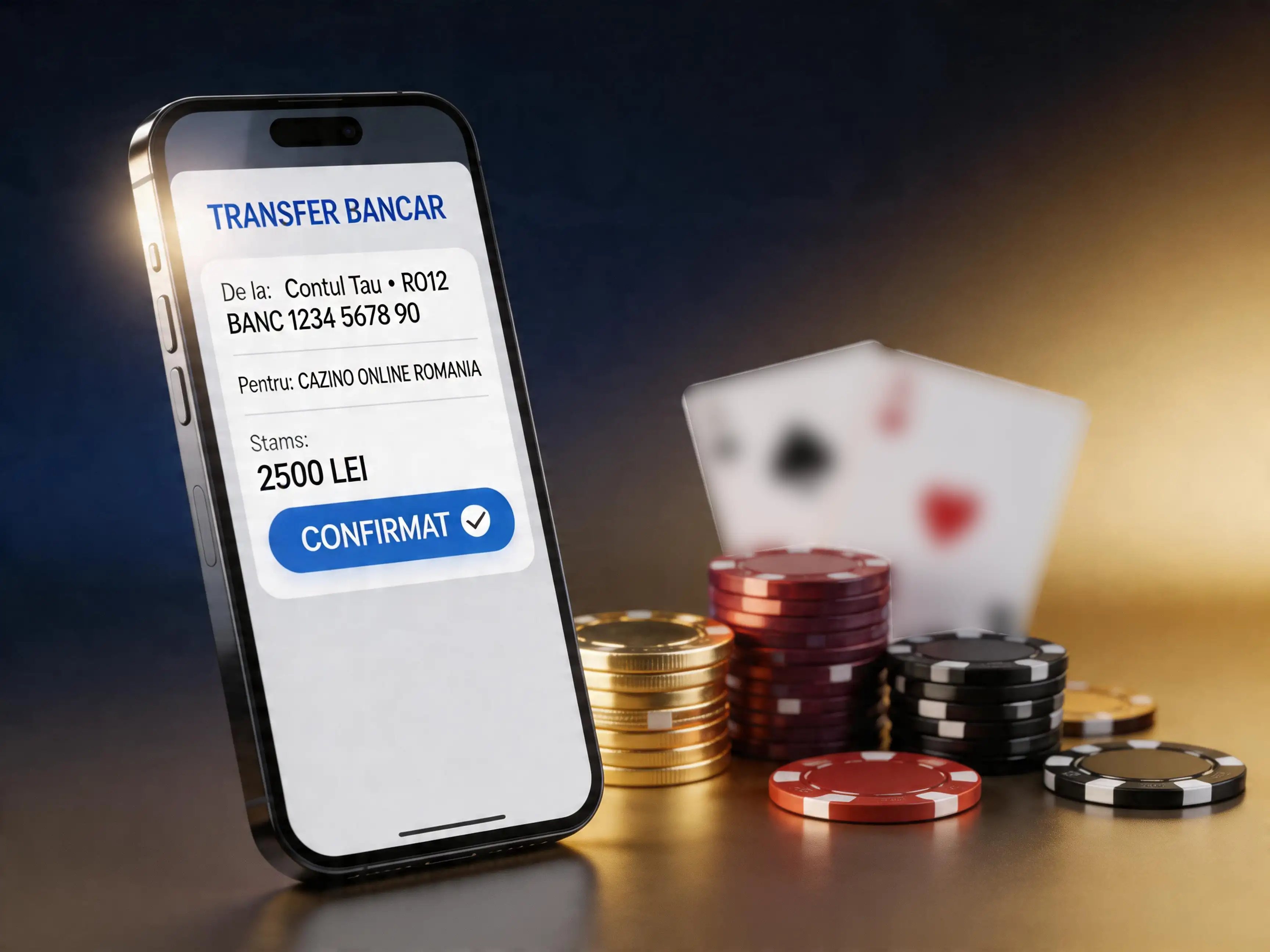 Transfer bancar catre cazinou online in Romania cu aplicatie bancara si cipuri de cazino
