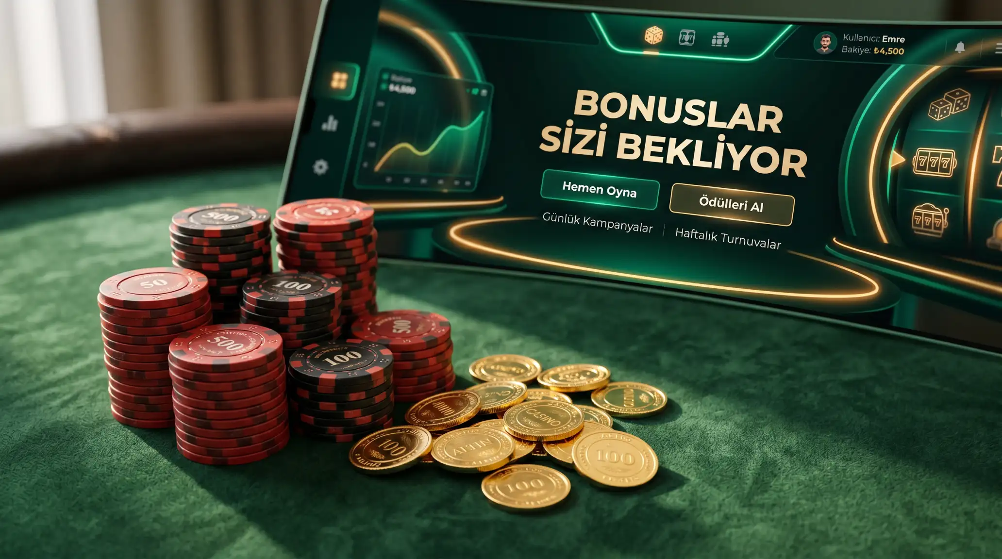 Online casino ortaminda match bonus konseptini gosteren gorsel - fiş yiginlari ve dijital arayuz