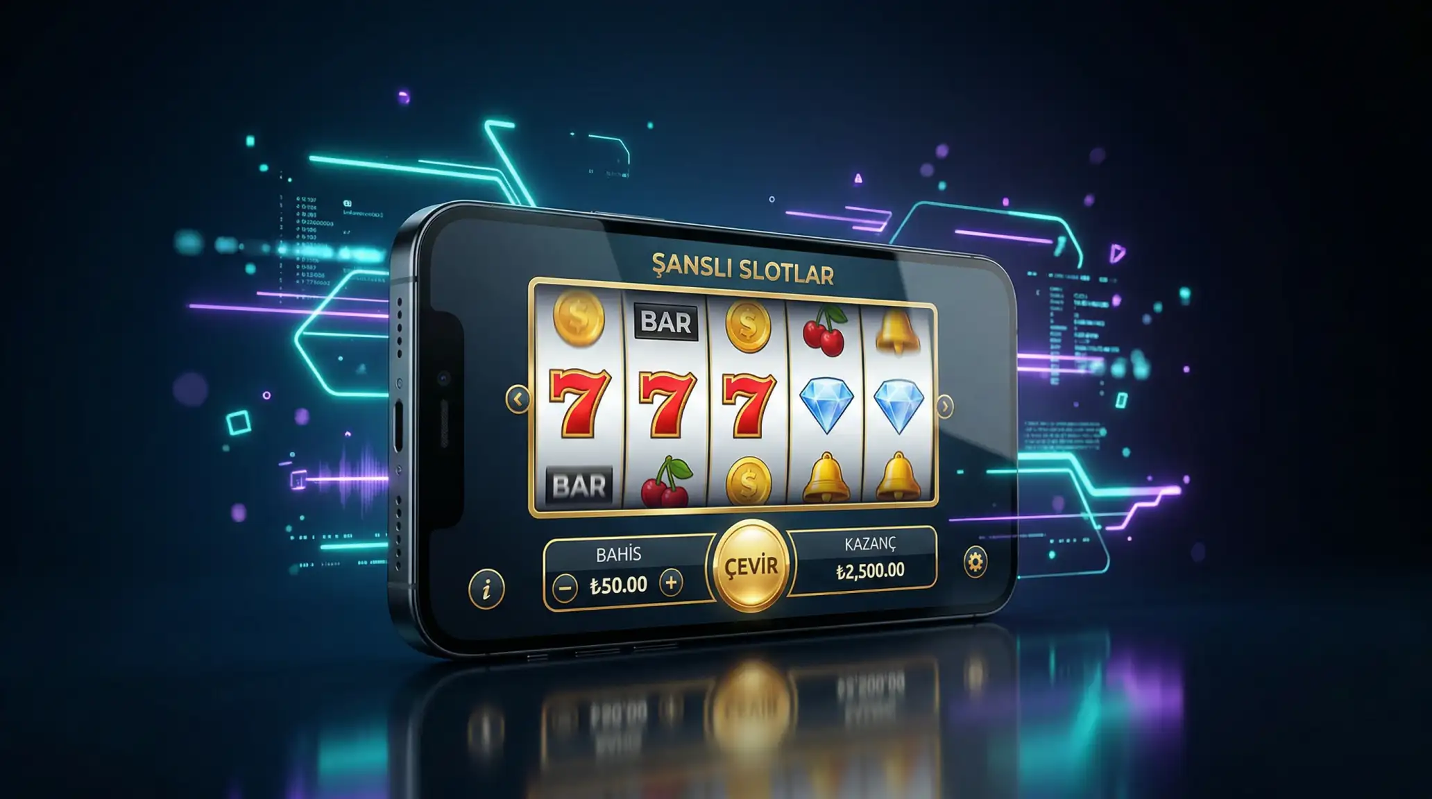 Akilli telefon ekraninda casino oyunlari gorseli, modern mobil kumar deneyimini temsil ediyor