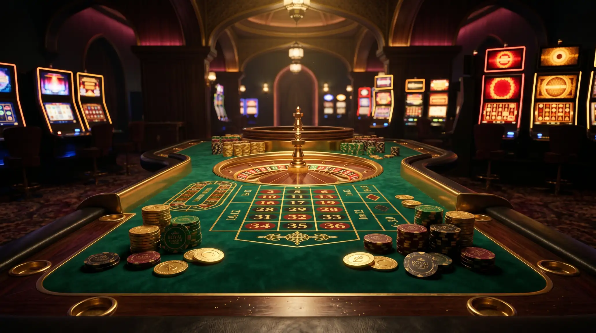 Online casino oyunlarinda yuksek kazanc firsatlari gosteren dijital rulet masasi ve slot makineleri