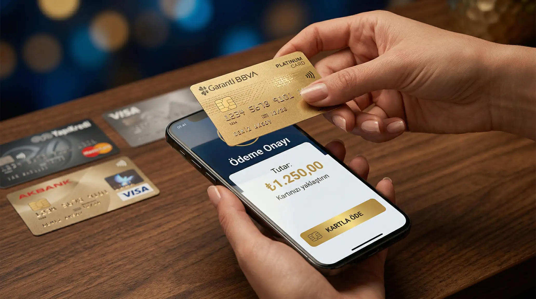 Online casino platformunda kredi karti ile odeme yapan kullanicinin elleri ve ekran goruntusu