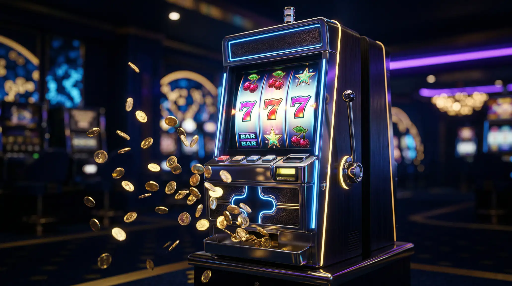 Turkiye'de ucretsiz online slot oyunlarini temsil eden renkli slot makinesi gorseli