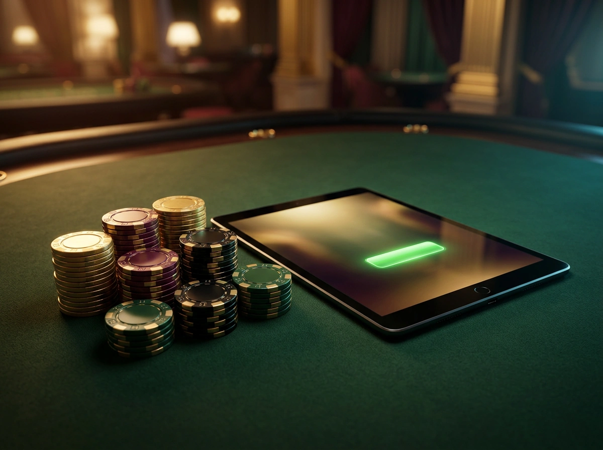 Sfeerbeeld van een online casino welkomstbonus in Nederland met speelfiches en digitale interface