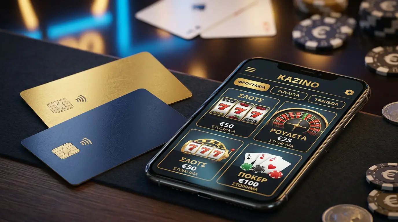Πιστωτική κάρτα Visa και Mastercard σε οθόνη online καζίνο στην Ελλάδα